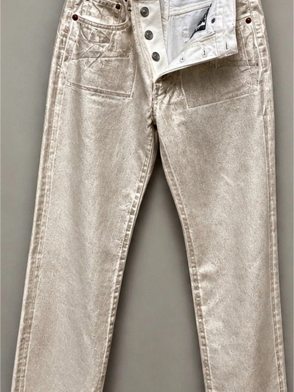 Levi’s 501 ’90s Women’s Jeans Ecru White Metallic Shimmer NWT 26x30